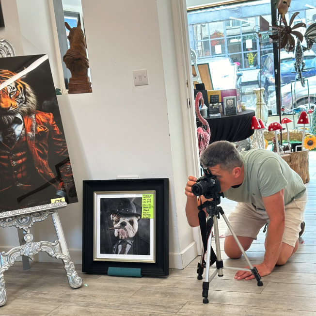 Chris from Wardell Furniture taking photos for Facebook